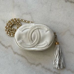 Authentic Chanel lambskin oval shoulder bag